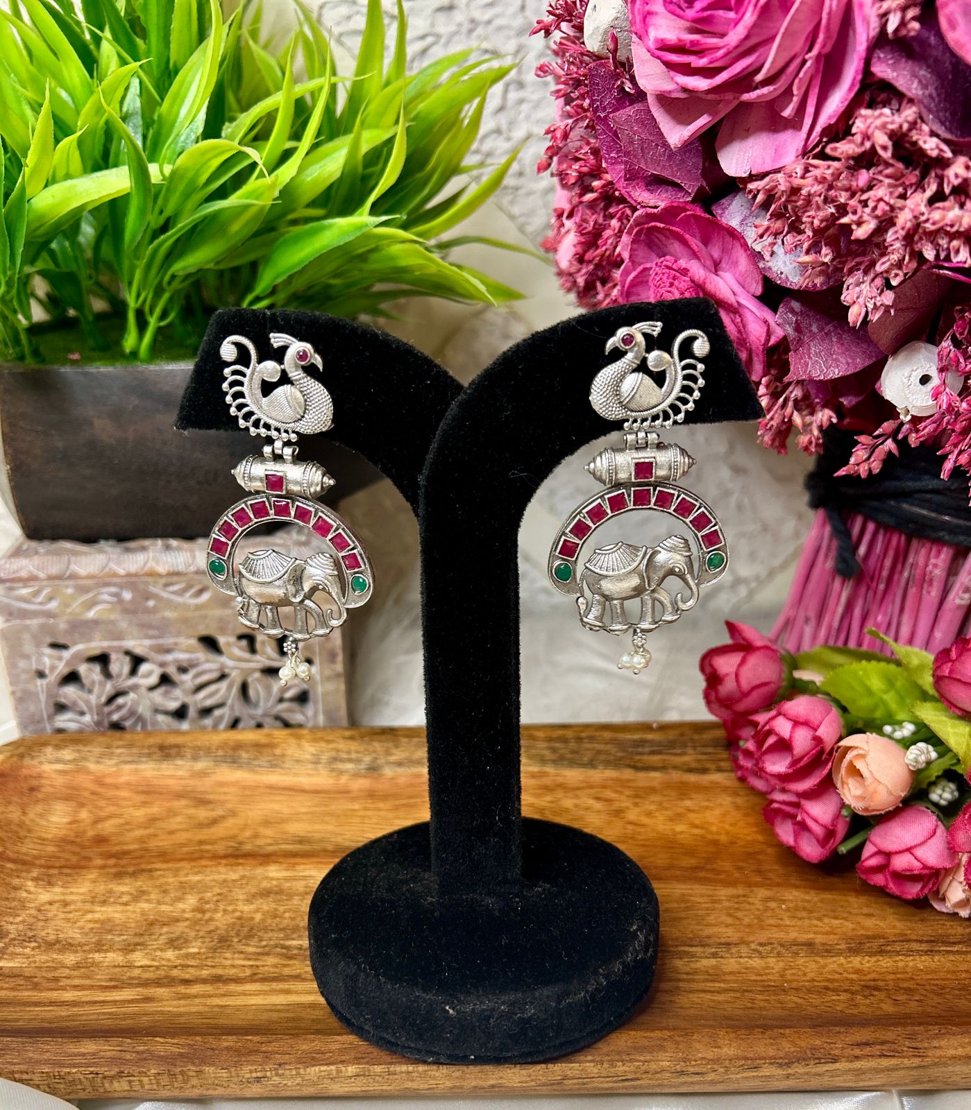 Peacock Elephant Earring