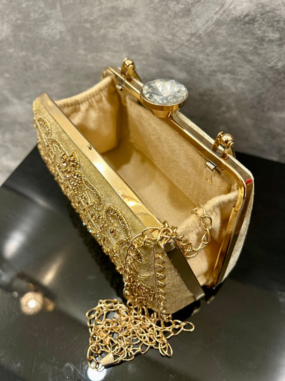 Gold velvet wedding clutch