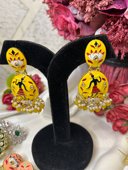 Yellow lotus flute earring