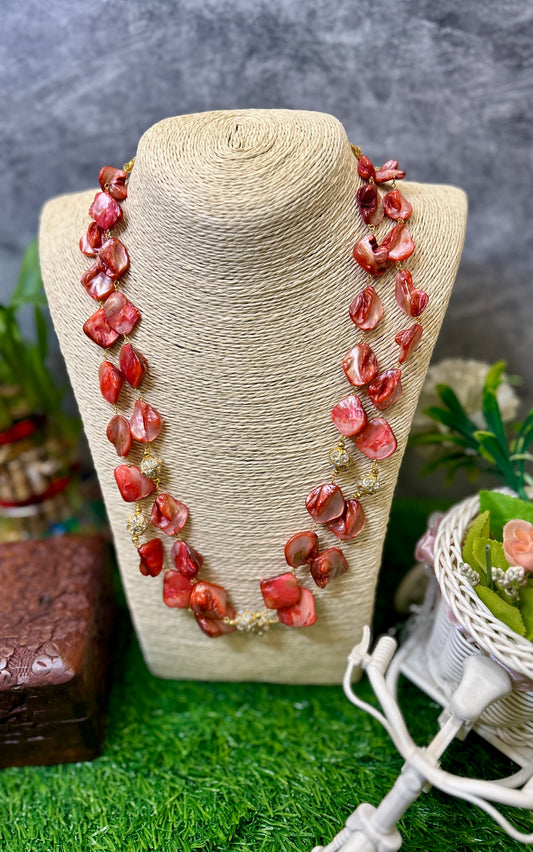 Red stone pearl necklace