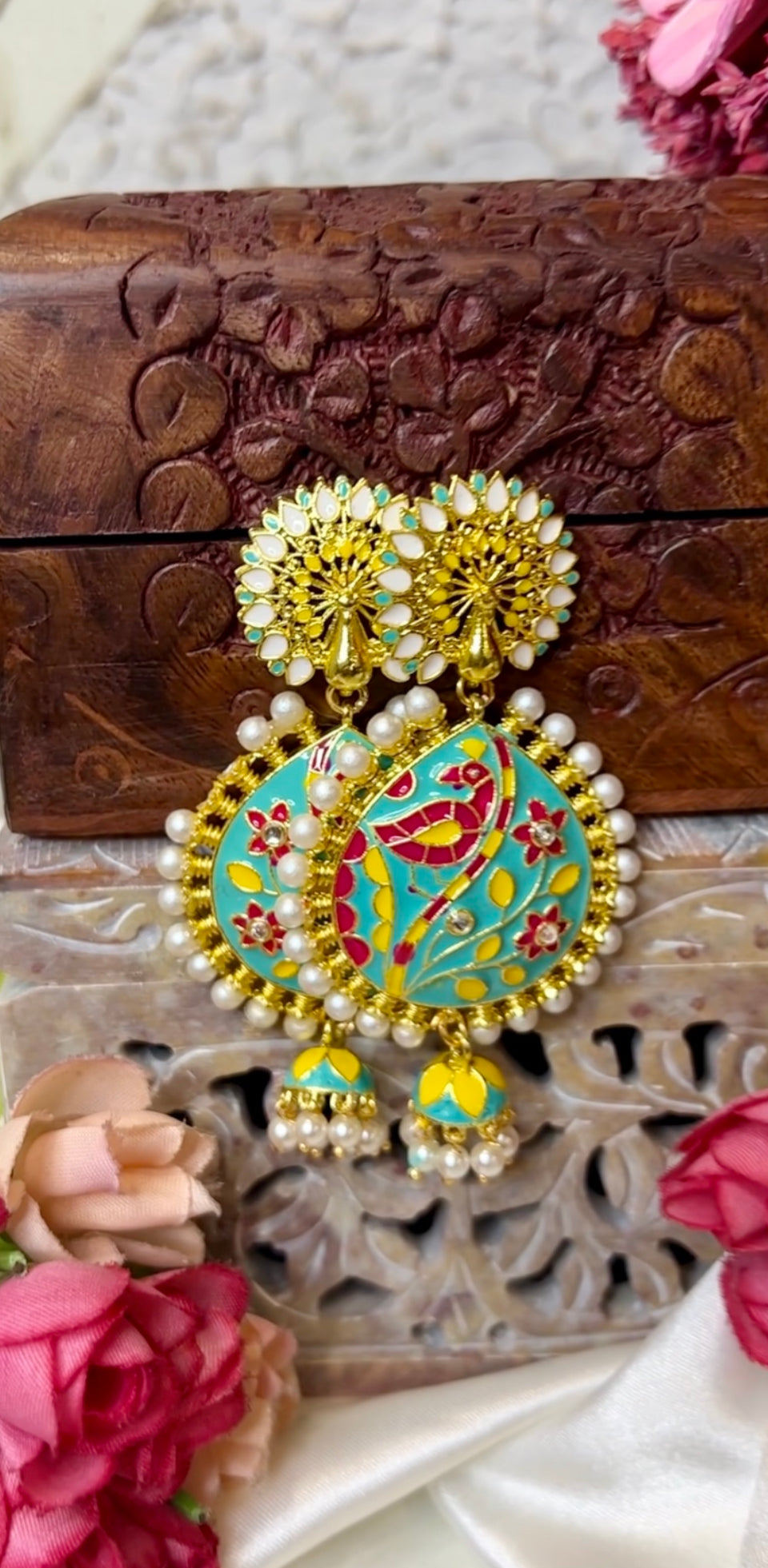 Pearl Peacock Round Jhumka