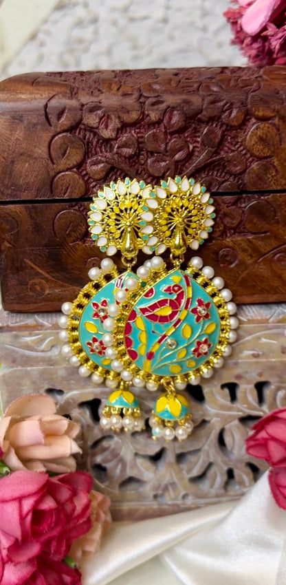 Pearl Peacock Round Jhumka