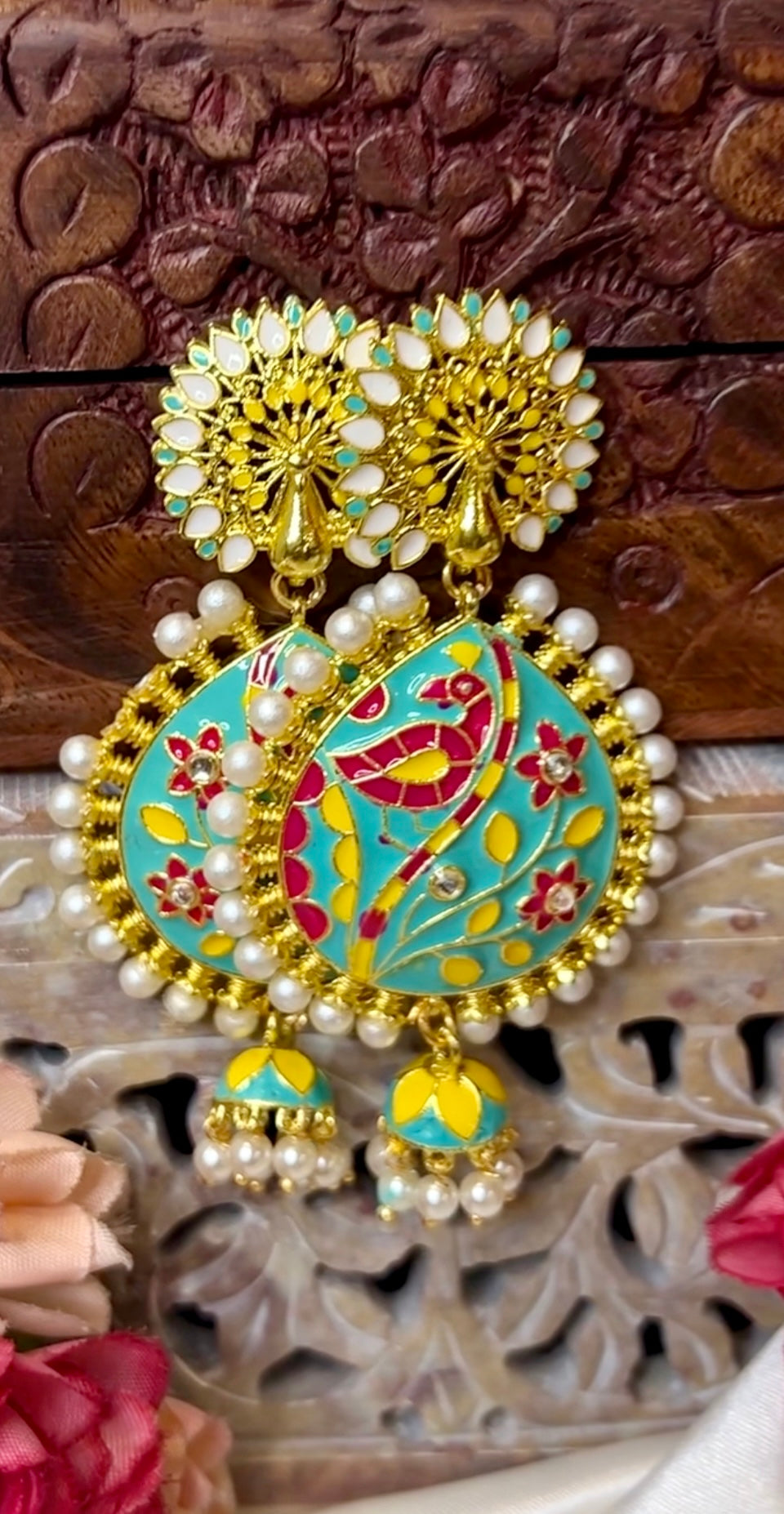 Pearl Peacock Round Jhumka