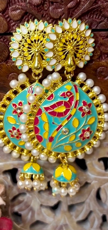 Pearl Peacock Round Jhumka