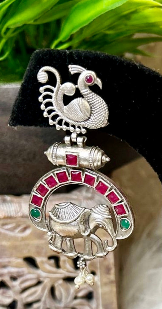 Peacock Elephant Earring