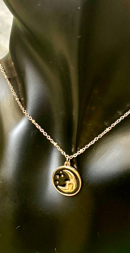 moon face charm necklace