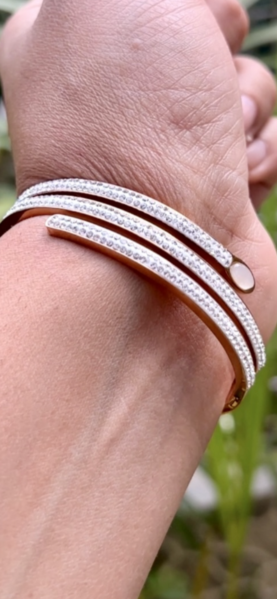 Triple layered diamond bracelet