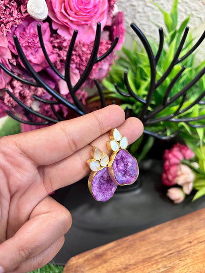 Purple stone earrings