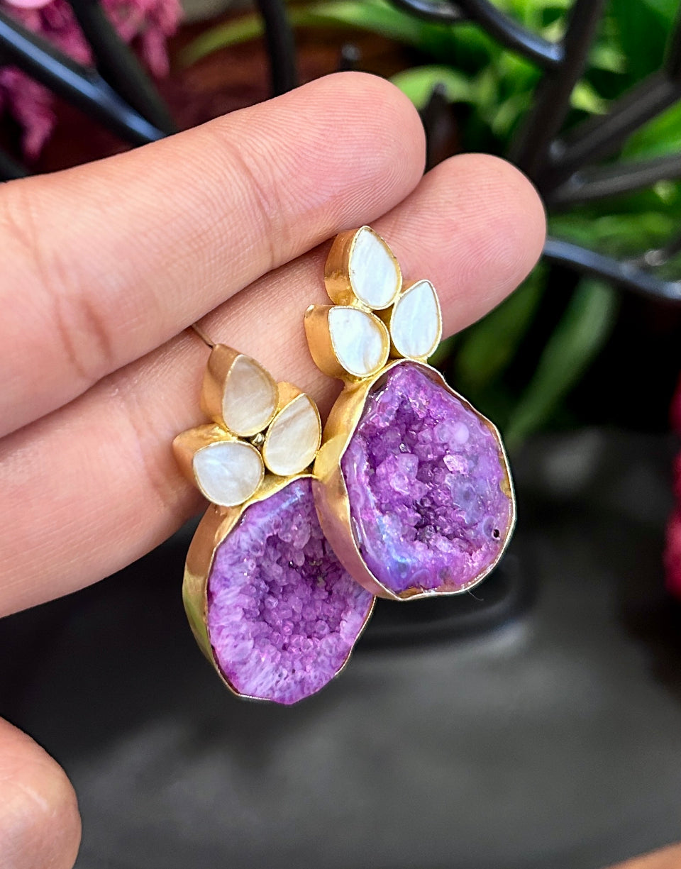 Purple stone earrings