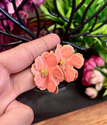 Pink flower 3D earrings