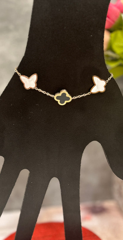 butterfly clover charm bracelet