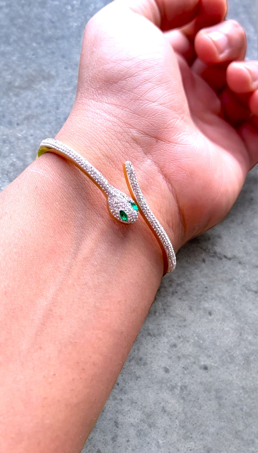 Emerald diamond snake bracelet