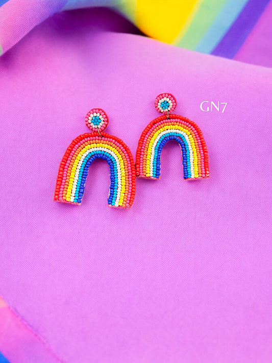 Rainbow loop beaded earrings