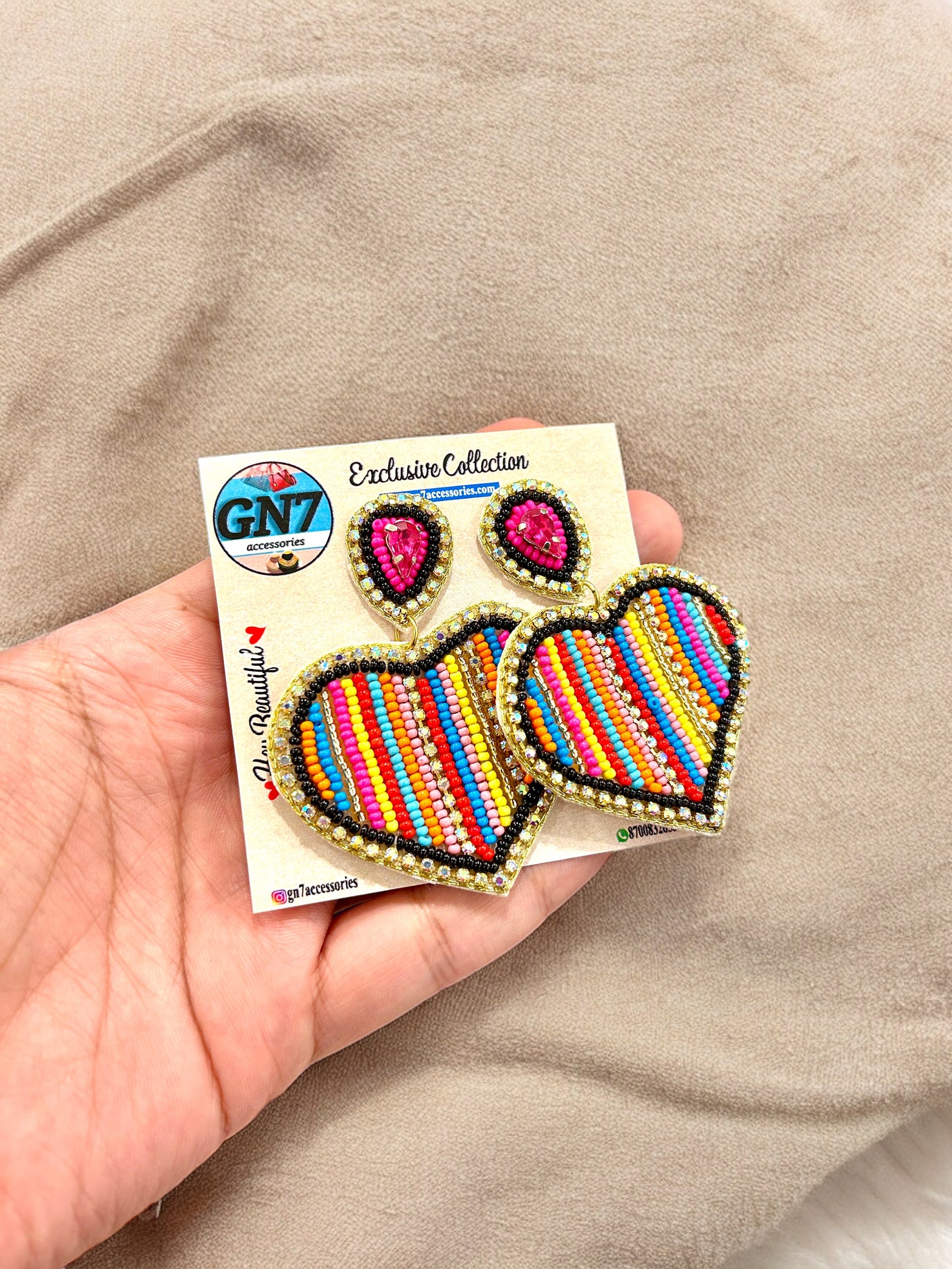 Rainbob heart beat beaded earrings