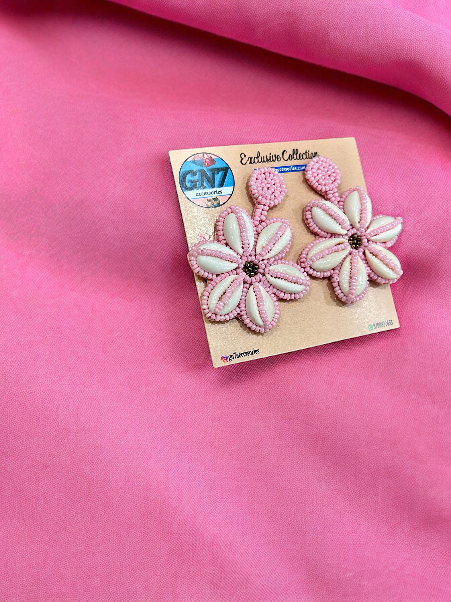 Shankh flower pink quirky earrings