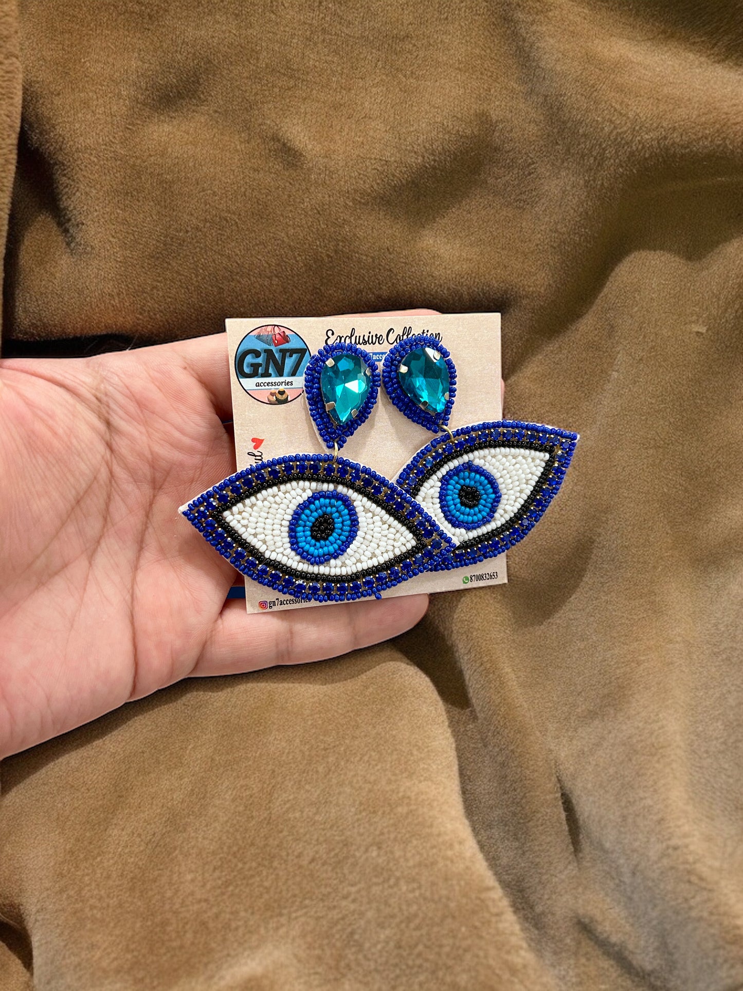 Evil Eye Blue beaded earrings