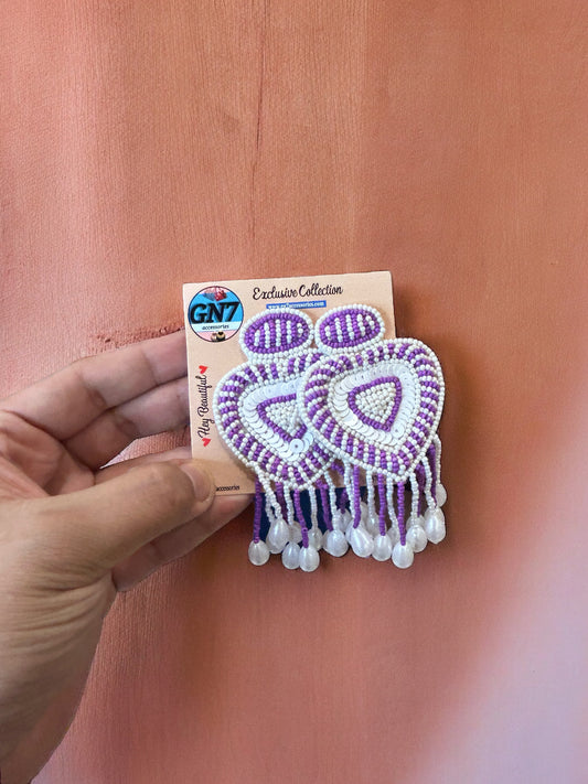 Purple velvet heart earrings