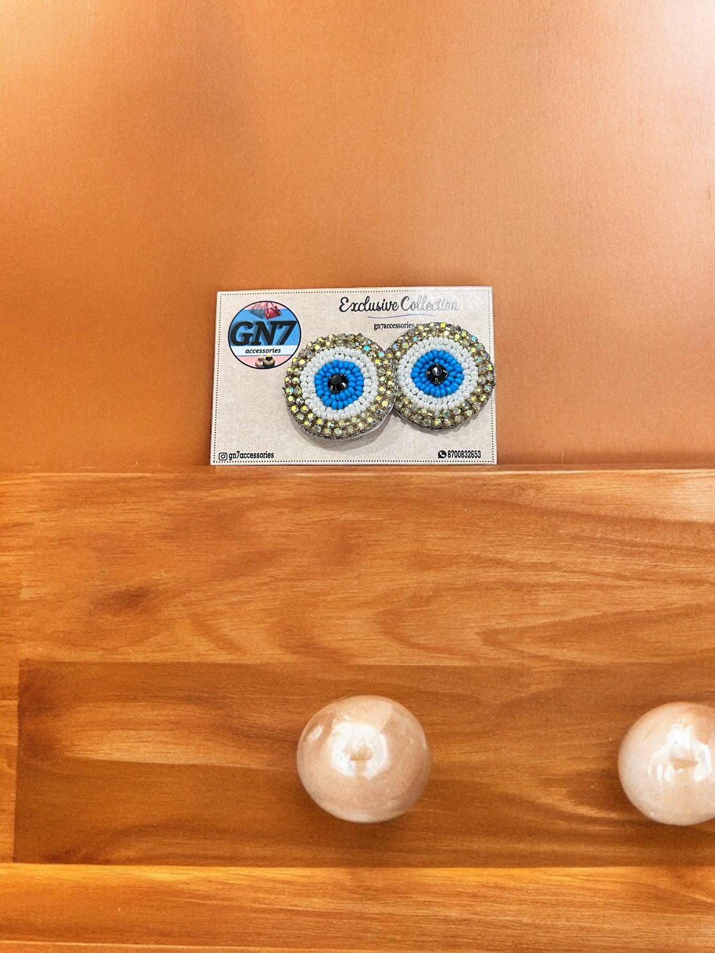 Evil eye round blue earrings