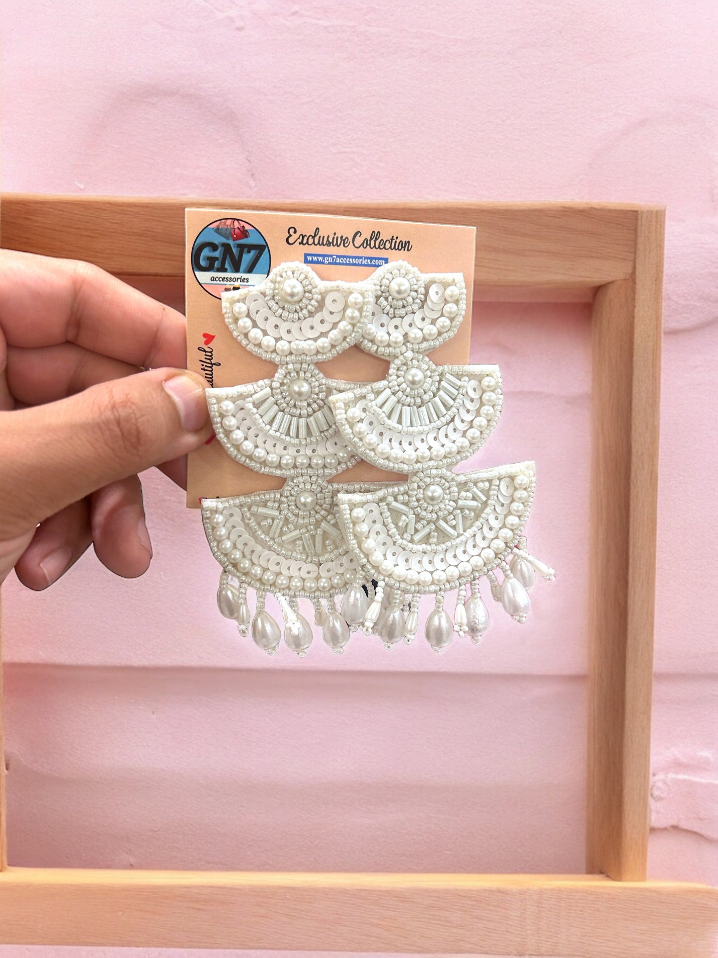 White moon tassel earrings