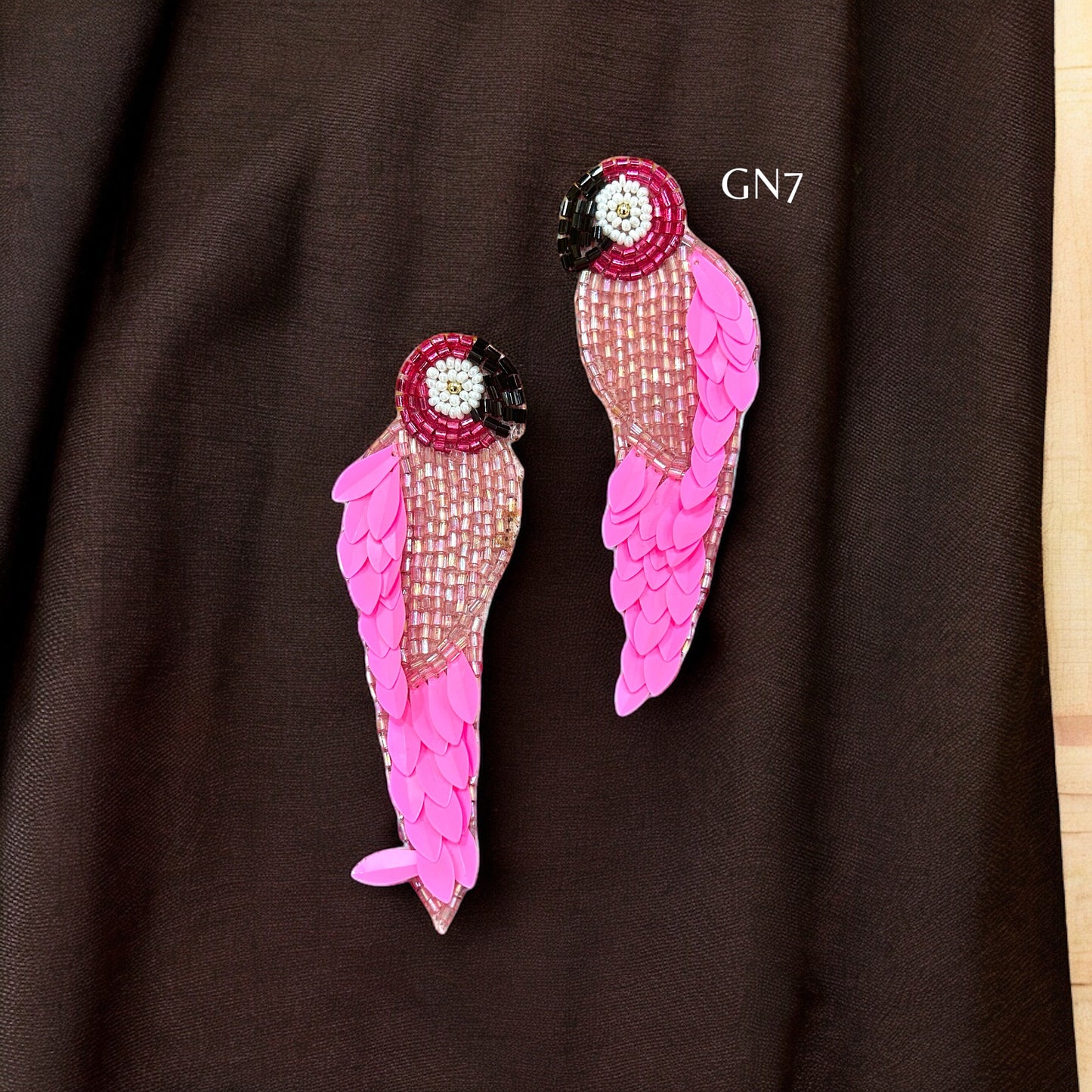 Hot pink panchi handmade earrings