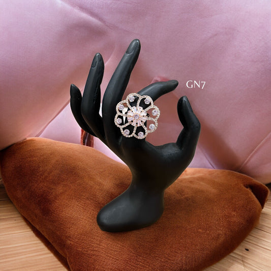 Fine cut AD flower ring