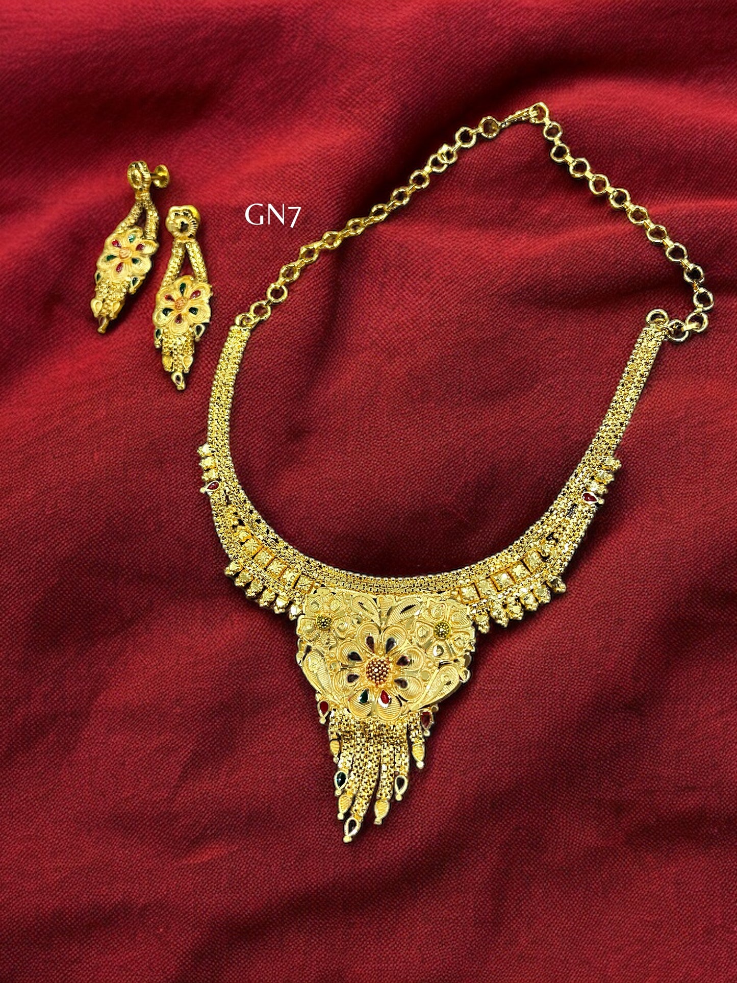 Saraswati gold replica necklace set