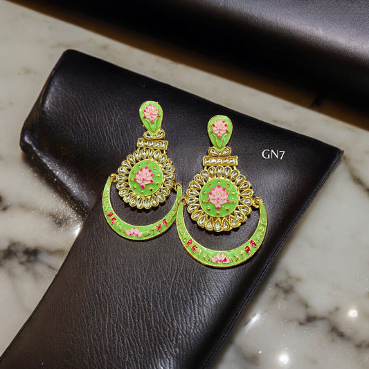 chand bali pink green