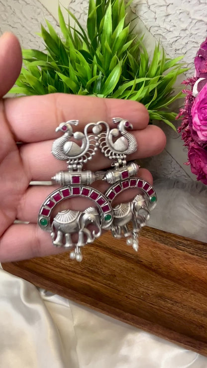 Peacock Elephant Earring